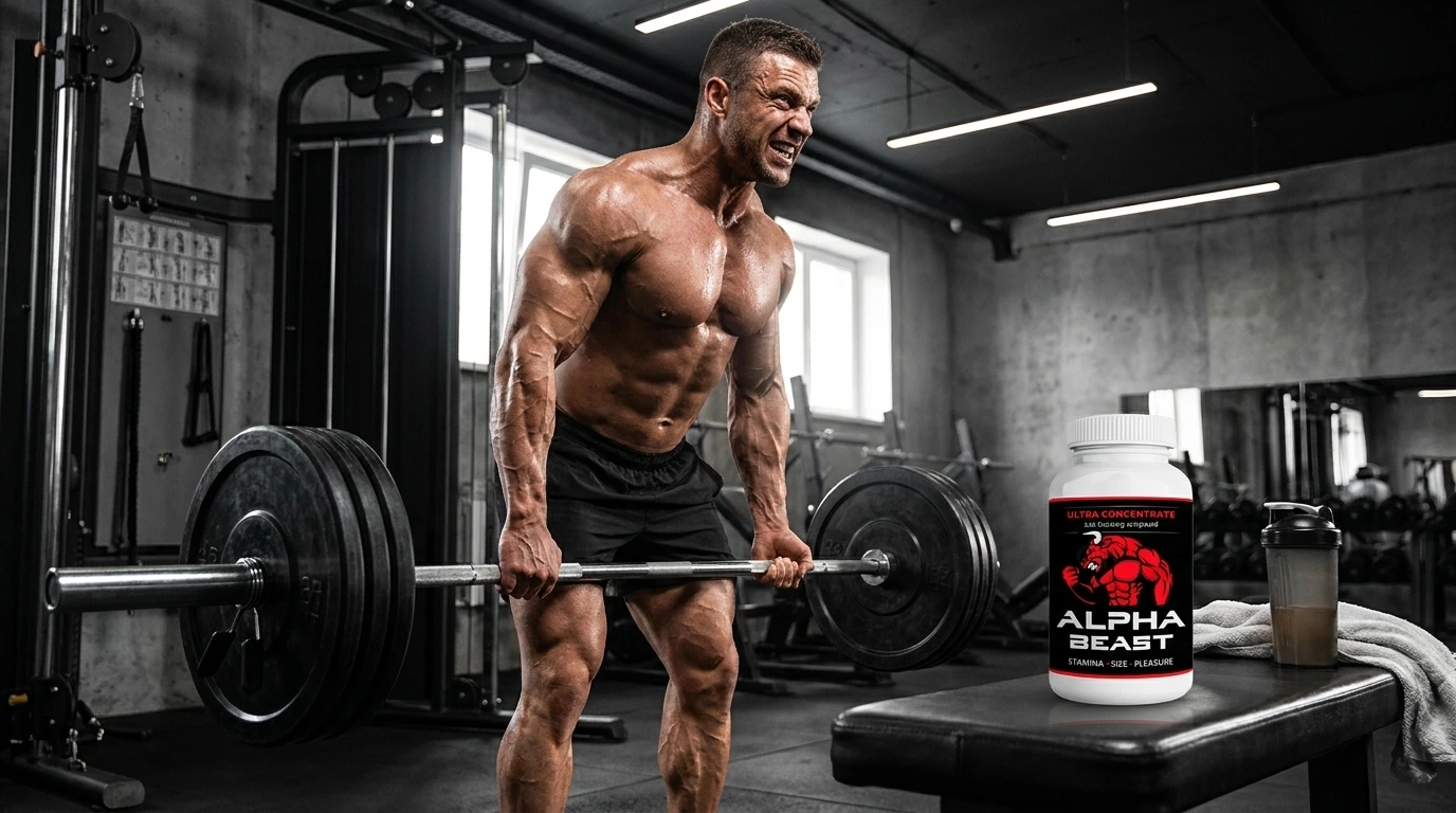 Muscular athlete training in gym banner